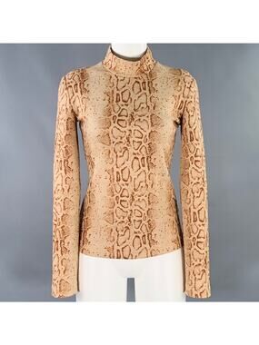 STAND STUDIO Size XS Tan Brown Polyester Blend Snakeskin Print Casual Top